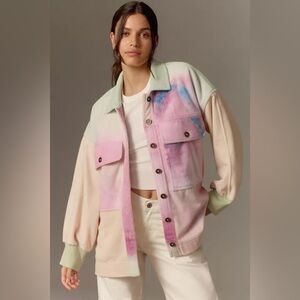 🩵 Pilcro Pastel Tie-Dye Fleece Shacket (Size XSP)